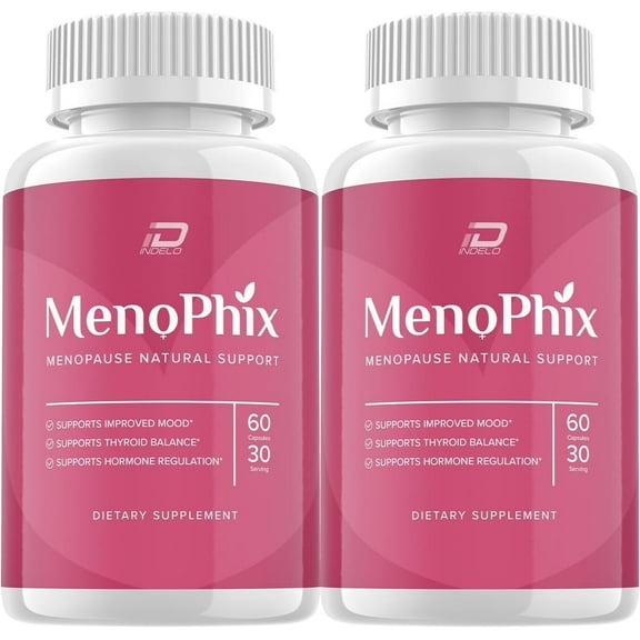 MenoPhix Menopause Natural Support Capsules - MenoPhix Supplement, MenoPhix Menopause, MenoPhix Supplements for Women Natural Support, MenoPhix Reviews 2 Pack - 120 Capsules