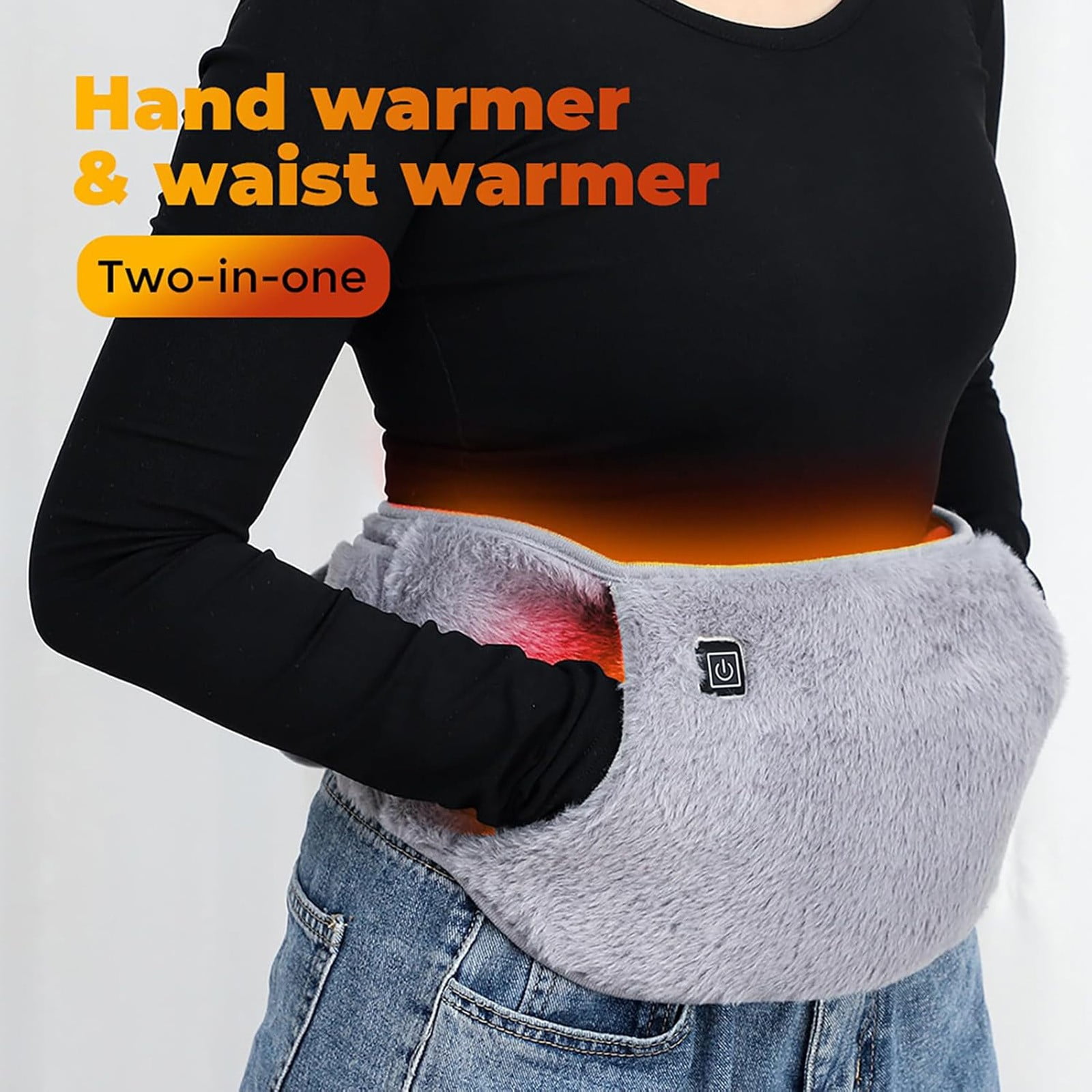 Uanit USB Powered Heating Waist Belt with Hand Warmer Pockets and Three Temperature Settings, Rechargeable Heated Belt for Body Joints and Muscle Comfort During Cold Weather Activities
