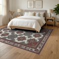 thumbnail image 3 of ODIKA 6'x9' Washable Area Rug Bedside Way Traditional Blooming Ornate Border Emblems Vintage for Family Room, Living Mater Bedroom, Non-Slip, Easy Care, 3 of 7