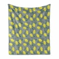 thumbnail image 1 of Lemons Soft Flannel Fleece Throw Blanket, Monstera Deliciosa Leaves with Shaded Color Spread Lemons Pattern, Cozy Plush for Indoor and Outdoor Use, 70" x 90", Grey Yellow Green, by Ambesonne, 1 of 6
