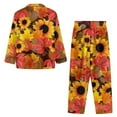 thumbnail image 4 of Renewold Thanksgiving Fall Front Button Pajamas for Women Sunflowers Maple Leaves Long Sleeve Casual Wear Loose Pj Sets 2pcs Thermal Athletic Clothing Nightwear Size XS, 4 of 6