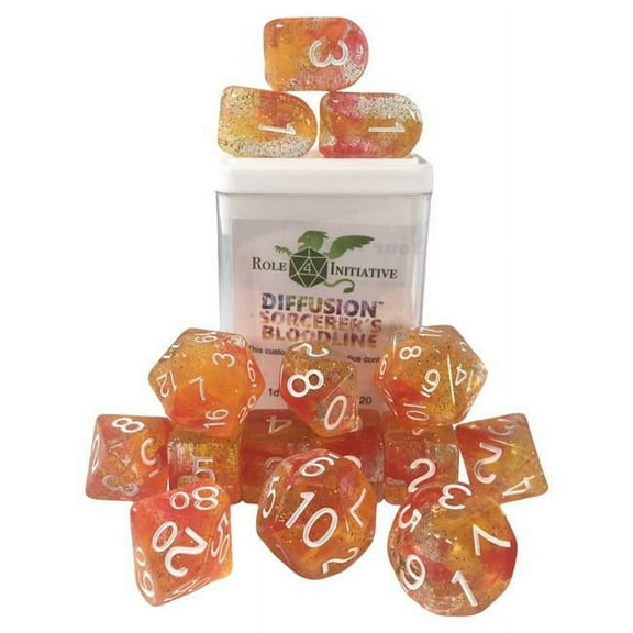 Role 4 Initiative R4I50530-FC Diffusion Dice, Sorcerers Bloodline & White - Set of 15