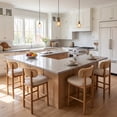 thumbnail image 6 of Guyou 25" Counter Height Bar Stools Set of 2, Modern Chenille Upholstered Round Counter Stools with Natural Woven Rope Back, Boho Barstools, Farmhouse Armless Bar Stools for Kitchen, Beige, 6 of 14