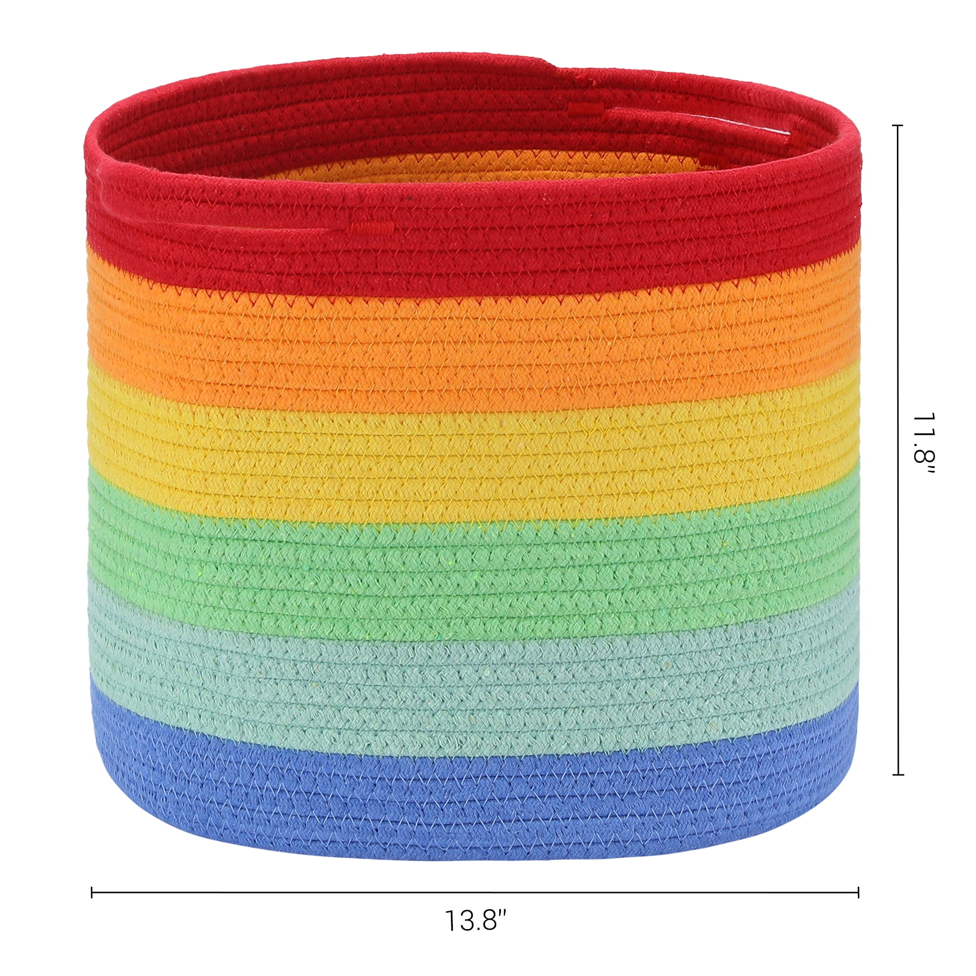 Unique Bargains 1pk Woven Storage Basket with Handle Shelf Storage Bin for Clothes Rainbow