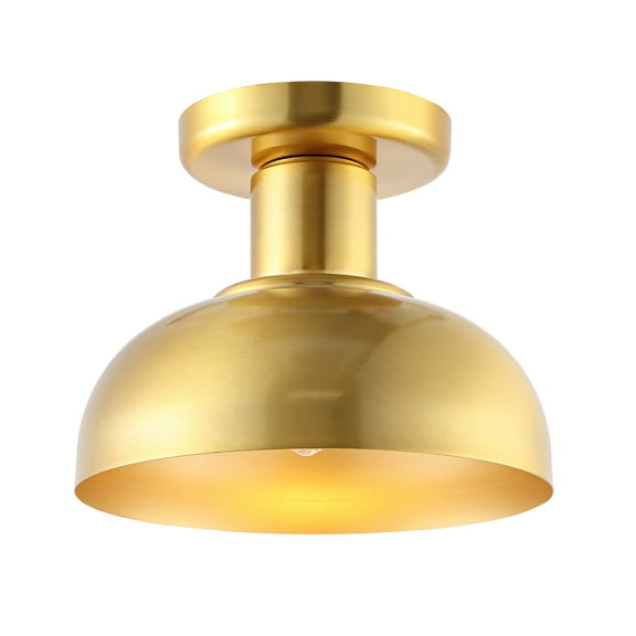 SAFAVIEH Helm 13 in. Modern Brass Iron Mount Light with Chrome Glass Shade