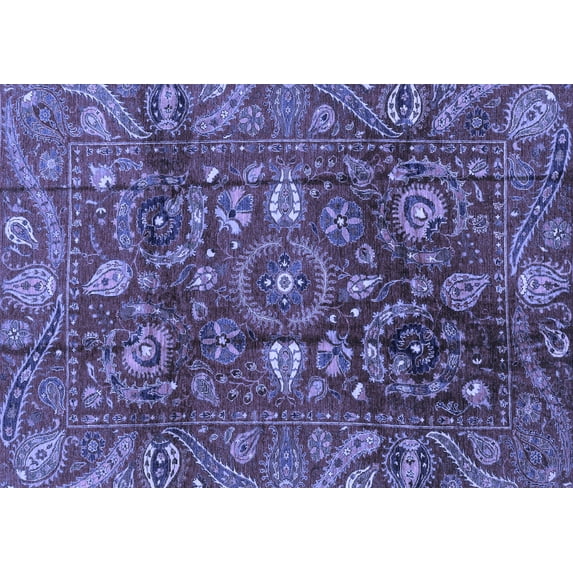 Ahgly Company Machine Washable Indoor Rectangle Oriental Blue Traditional Area Rugs, 3' x 5'