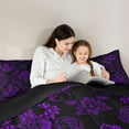 thumbnail image 5 of Erosebridal Baroque Gothic Print Bedding Sets Queen with Comforter,Purple Boho Floral Duvet Insert,Retro Jacquard Comforter Sets Queen Size,Super Cozy Room Decorative Reversible,3pcs, 5 of 8