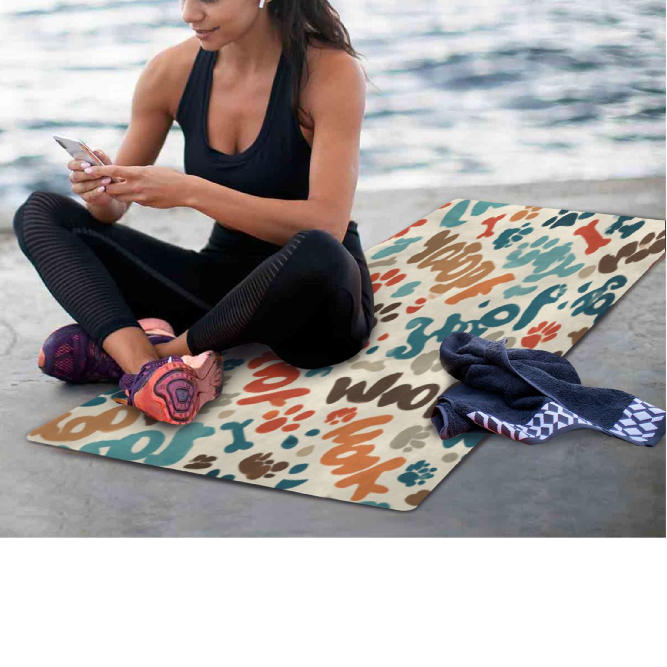BZSMCE Yoga Mat Women Fitness Mat Vibrant Woof Paw Party Pattern