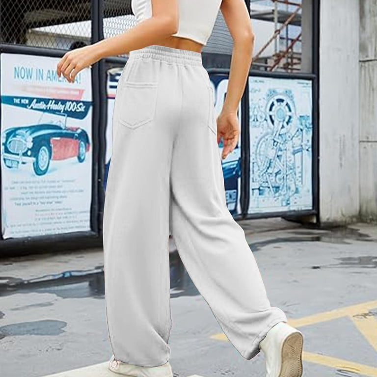 Women's High Waisted Baggy Sweatpants - Wide Leg, Drawstring, Loose Fit Joggers With Pockets