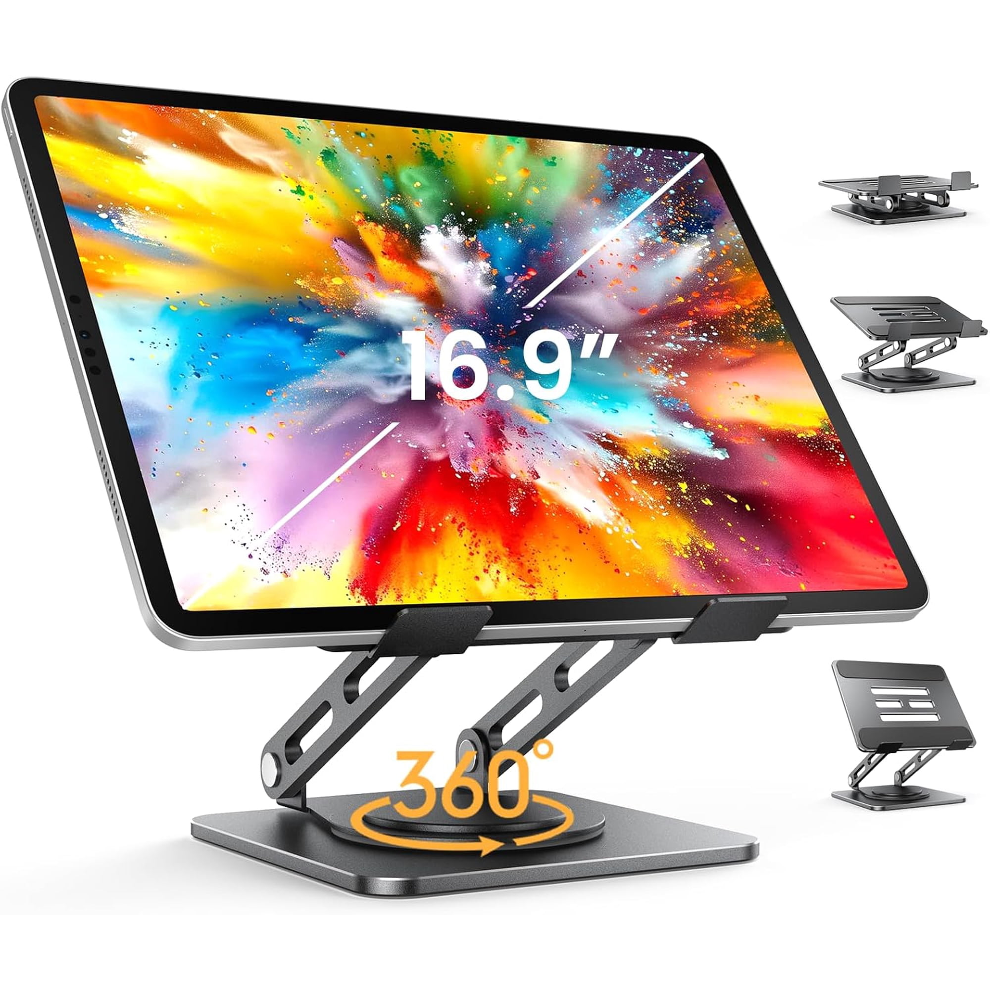 Adjustable Tablet Stand, 360 Rotating iPad Stand with Heavy-Duty Base