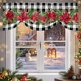 thumbnail image 5 of Tie Up Valance Curtain for Kitchen,Winter Red Flower Green Leaf Rod Pocket Short Curtains Adjustable Tie-Up Shade Valances,Black White Buffalo Plaid Window Treatment for Bathroom Living Room Bedroom, 5 of 8