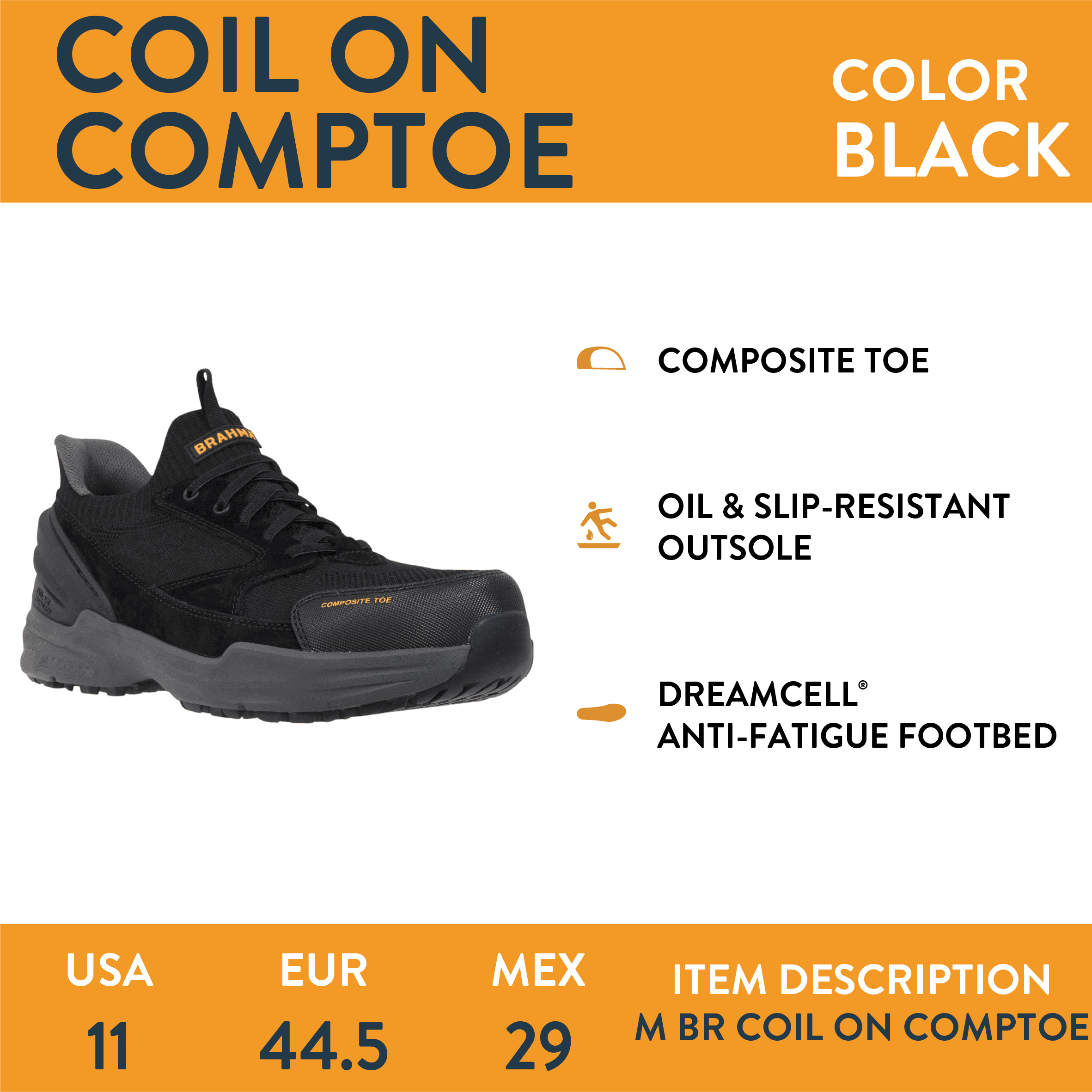 Brahma Men's Composite Toe Coil On Work Shoe