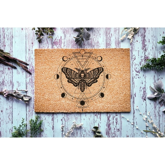 Doormat Lunar Moth Moon Phases Welcome Mat Funny New Homeowner Home (18" x 30") #5301