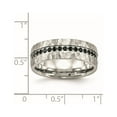 thumbnail image 7 of Chisel Stainless Steel Brushed and Hammered with Black CZ 7.5mm Band, 7 of 7