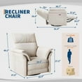 thumbnail image 3 of BouPower Swivel Rocking Recliner Chair, Power Recliner Glider with Double Handrail & Faux Leather Upholstery, Comfortable Rocker Recliner for Living Room, Bedroom, Nursery， Power with Layered Armrests, 3 of 9