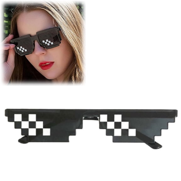 Mosaic Sunglasses For Mens Womens Pixel Black Retro Gamer Robot Cool Party Vintage Shades Eyewear