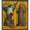 thumbnail image 2 of Juan de Flandes 15x16 Gold Ornate Wood Frame and Double Matted Museum Art Print Titled - Saints Michael and Francis (ca. 1505-9), 2 of 4