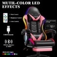 thumbnail image 6 of Czlolo RGB LED Massage Gaming Chair, Ergonomic High Back Reclining Computer Chair with Footrest & Lumbar Massager, Pink for Adults, 6 of 8