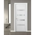 thumbnail image 3 of Pantry Kitchen Lite Door 42 x 84 with Hardware | Quadro 4113 White Silk with Frosted Opaque Glass | Single Panel Frame Trims | Bathroom Bedroom Sturdy Doors, 3 of 6