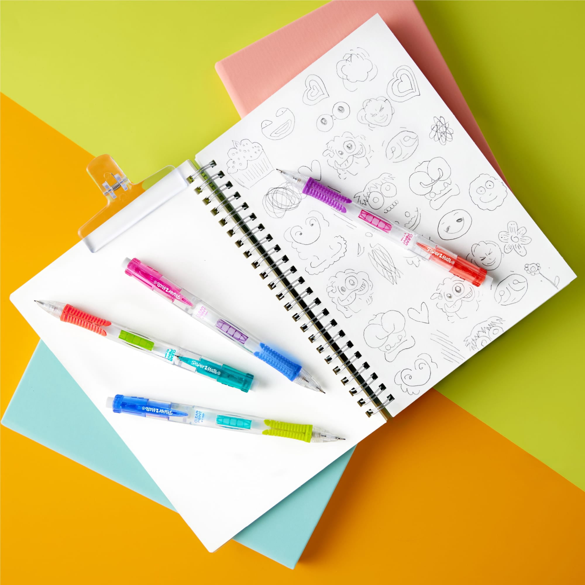 Paper Mate Clearpoint Mechanical Pencil, Color Block Edition, HB #2 Lead, Includes Eraser and Lead Refills, 5 Piece Set