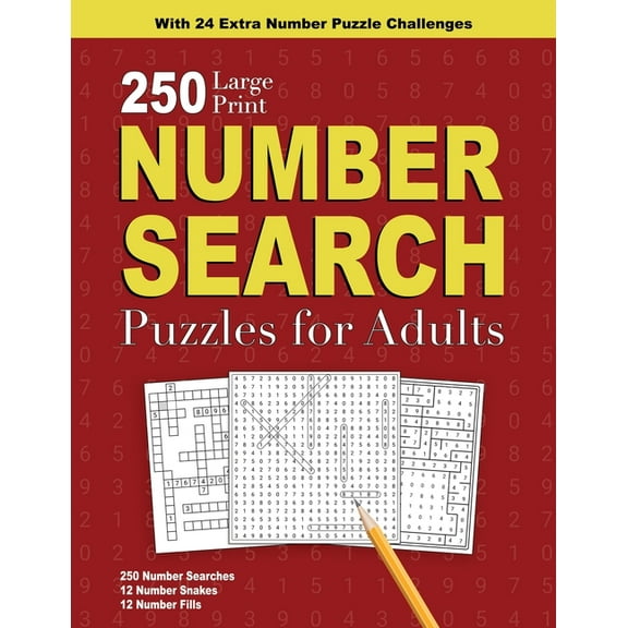 250 Number Search Puzzles for Adults, (Paperback)