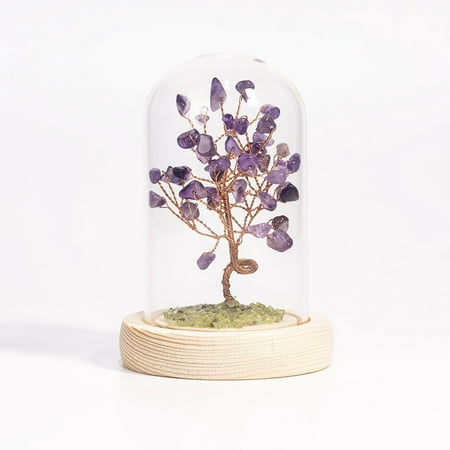 

Feildoo Amethyst Crystal Tree Natural Healing Crystals Gemstone Money Trees with Wooden Base Crystal Stone Tree Gift for Mom Mother s Day A#3 x4.3 Amethyst