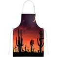 thumbnail image 4 of Polyester Insulation Kitchen Oven Mitts Potholder Apron 3Pcs Set Cactus Sunset Non Slip Heat Resistant Gloves for Baking Cooking BBQ, 4 of 7