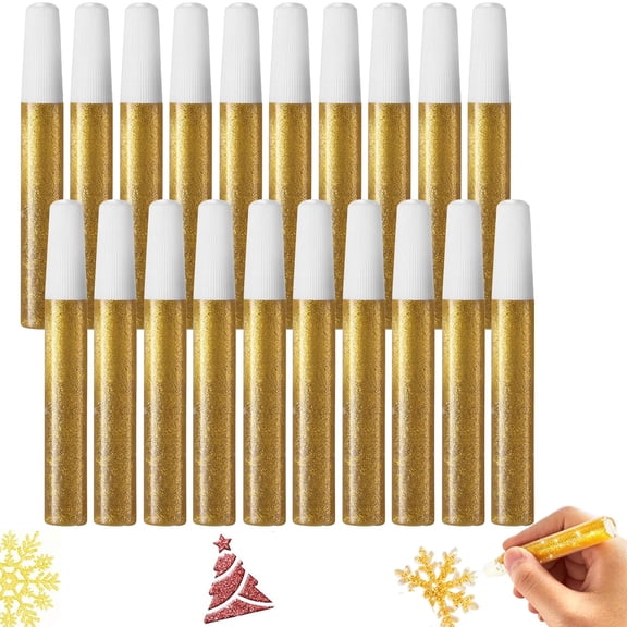 20 Pcs Glitter Glue Pens Bulk Tutuviw Glitter Stick Set for Crafts Washable Markers Painting Pens for DIY Arts, Projects Scrapbooking, Cards Decorating Supplies (Gold)