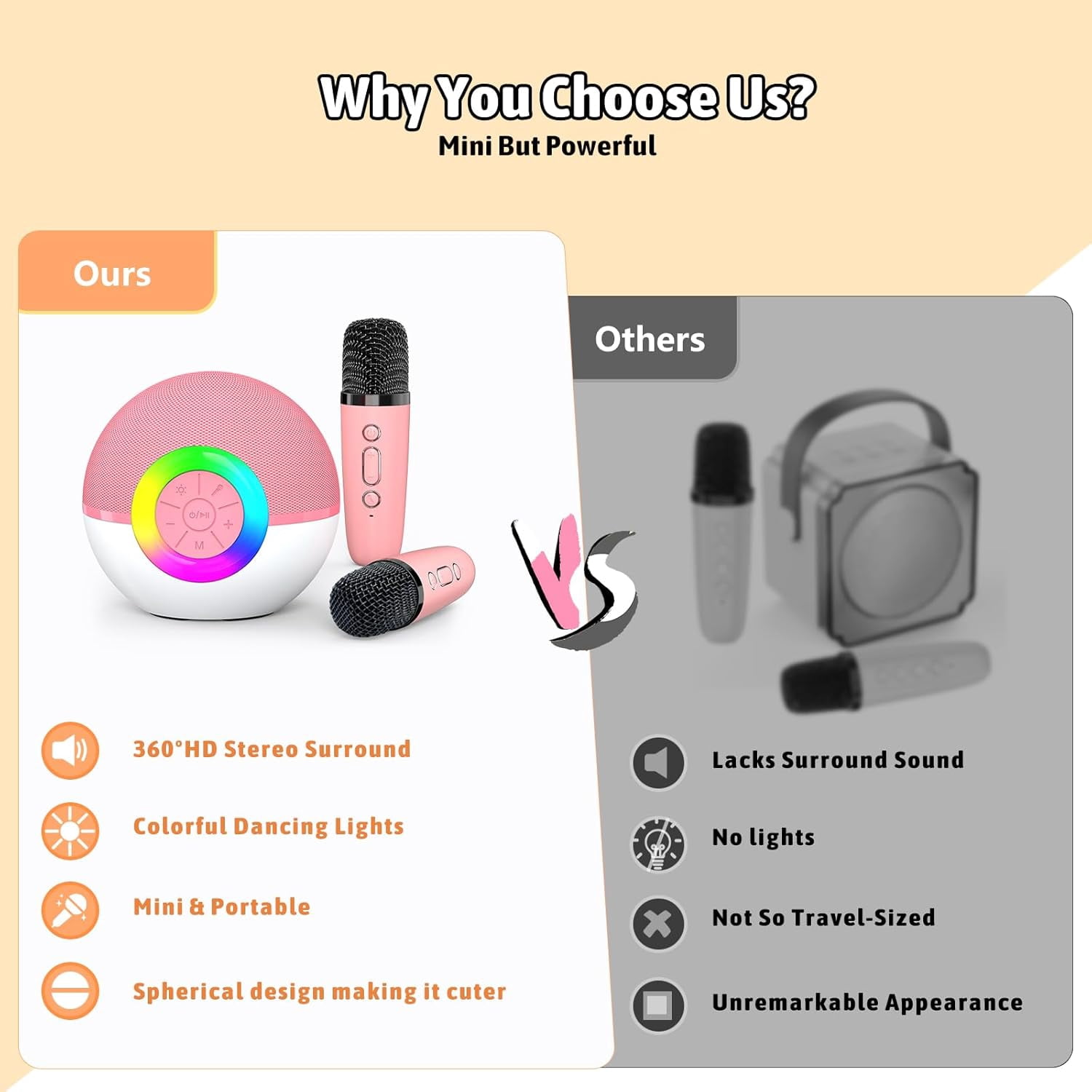 EASY Karaoke Microphone Machine Toys for Kids Adults, Mini Portable Bluetooth Speaker with 2 Wireless Mics, Christmas Birthday Gifts for Boys Girls Ages 3 4 5 6 7 8 9 10 11 12+Year Old Purple