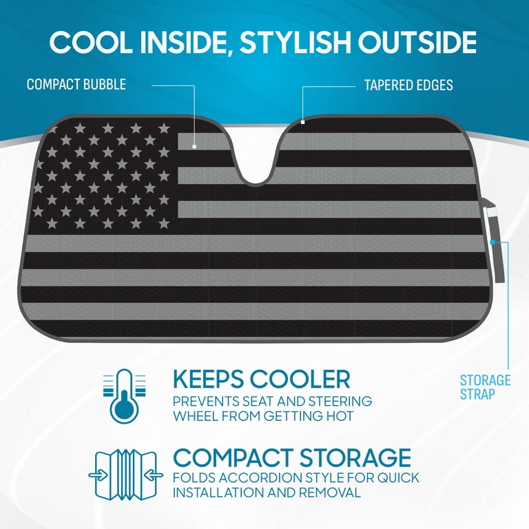 American Flag Windshield Sun Shade, Accordion Style photo 3