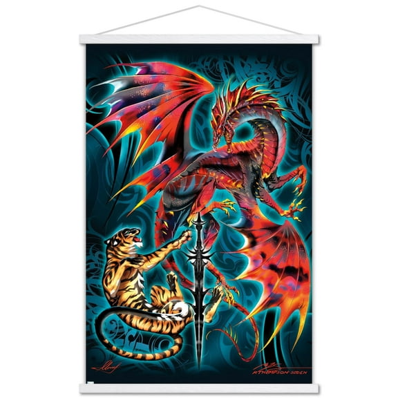 Ruth Thompson - Dragonblade Tigerblade Wall Poster with Wooden Magnetic Frame, 22.375" x 34"