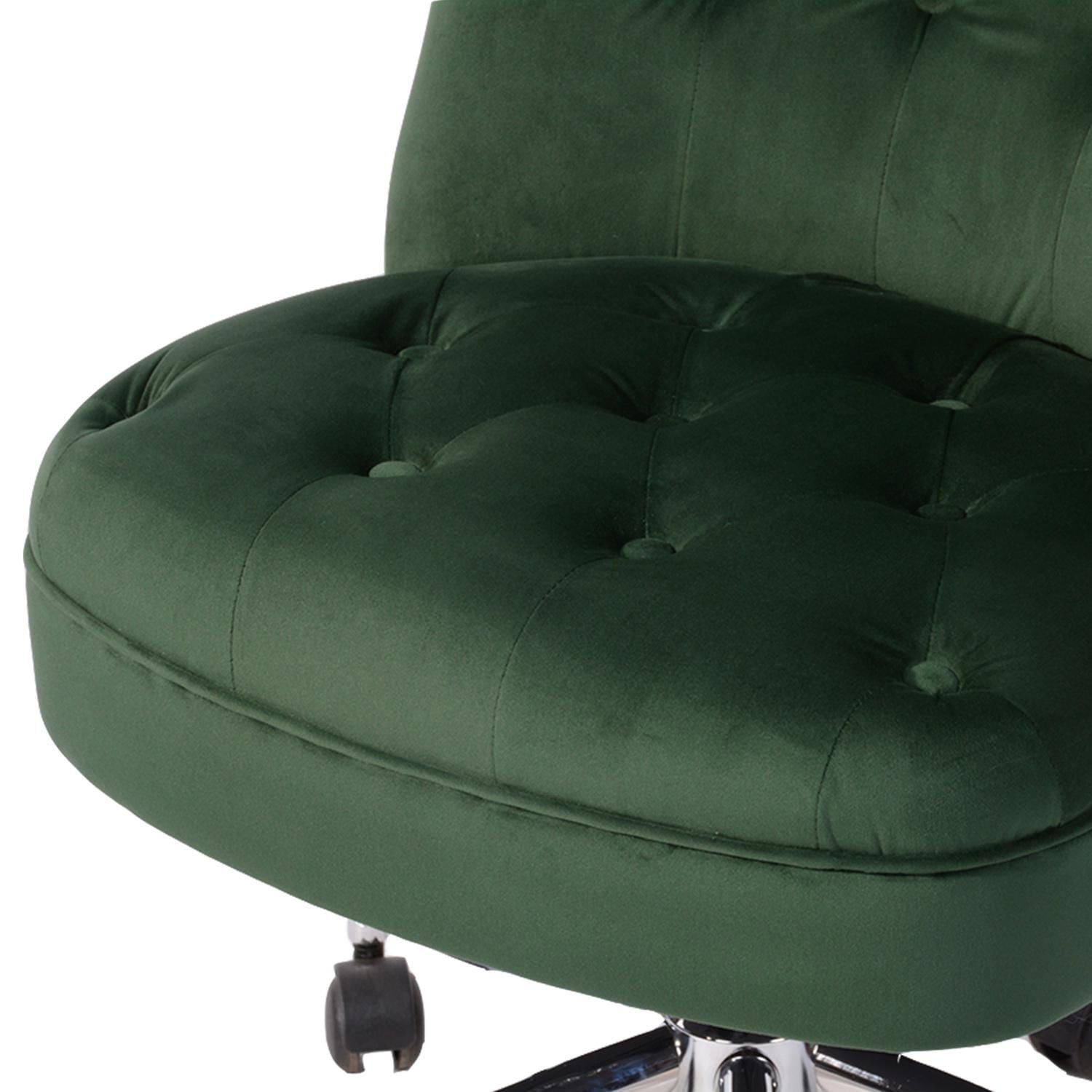 Homylin Modern Swivel Home Office Chair, Fabric Upholstered Accent Chair Tufted Vanity Chairs Adjustable Computer Desk Chair for Living Room Bedroom Study Room, Green