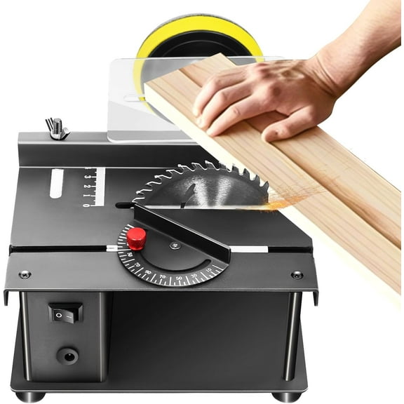 Miumaeov Mini Table Saw, Woodworking Mini Sliding Table Saw Household,0°-90° Angle Adjustment, for Metal Plastic Wood Cutting