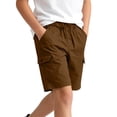thumbnail image 6 of Lumosvexa Boys Cargo Shorts Cotton Breathable with Pockets Elastic Waist Kids Summer Daily Casual Shorts Brown Size 6, 6 of 10