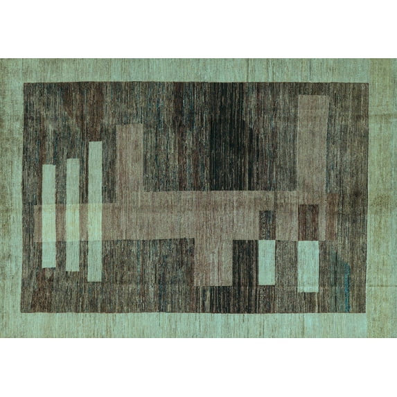 Ahgly Company Indoor Rectangle Abstract Light Blue Modern Area Rugs, 6' x 9'