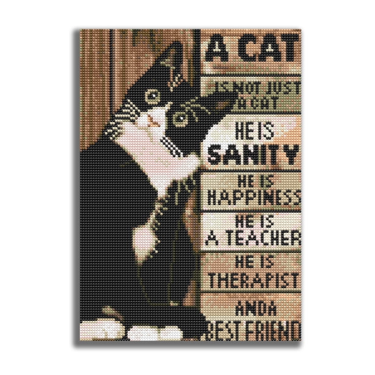 BYGFHLYW Diamond Painting Kit, Tuxedo Cat Quote photo 5