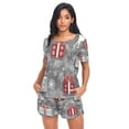 thumbnail image 4 of Women Pajama Sets Short Sleeve Sweatshirts Festive Holiday Gifts Casual Tops and Shorts, 4 of 7