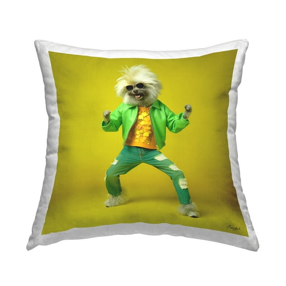 Stupell Industries Trendy Dog Dancing Decorative Printed Throw Pillow, 18 x 18