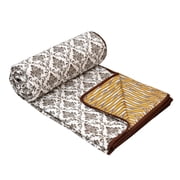 JAIPUR FABRIC® 180 TC 100% Pure Cotton Ethnic Double Bed Dohar (90 X 100 Inches), Brown