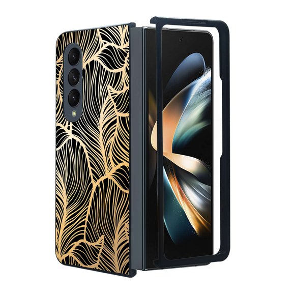 ANJ  Protective Snap-On Design Printed Case Compatible with Samsung Galaxy Z Fold 4 - Golden Leaves
