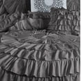 thumbnail image 3 of D.N.G. BEDDINGS 100% Egyptian Cotton 5 Piece Circle Ruffle Comforter Set with 1 Freebie Ruffle Pillow | 550 GSM Filled Microfiber - King/Cal-King Size, Dark Grey Color - 800 Thread Count, 3 of 5