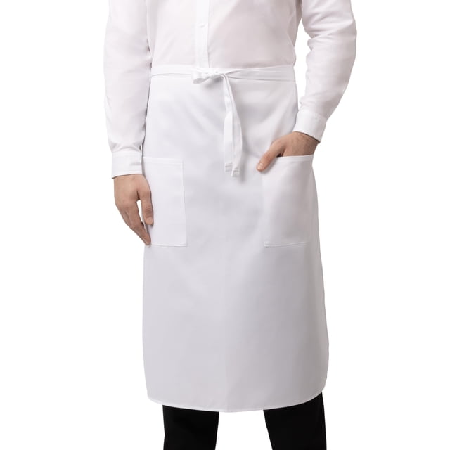 Delantal Chef Works con Dos Bolsillos, Estilo Bistró, Blanco, Talla Única