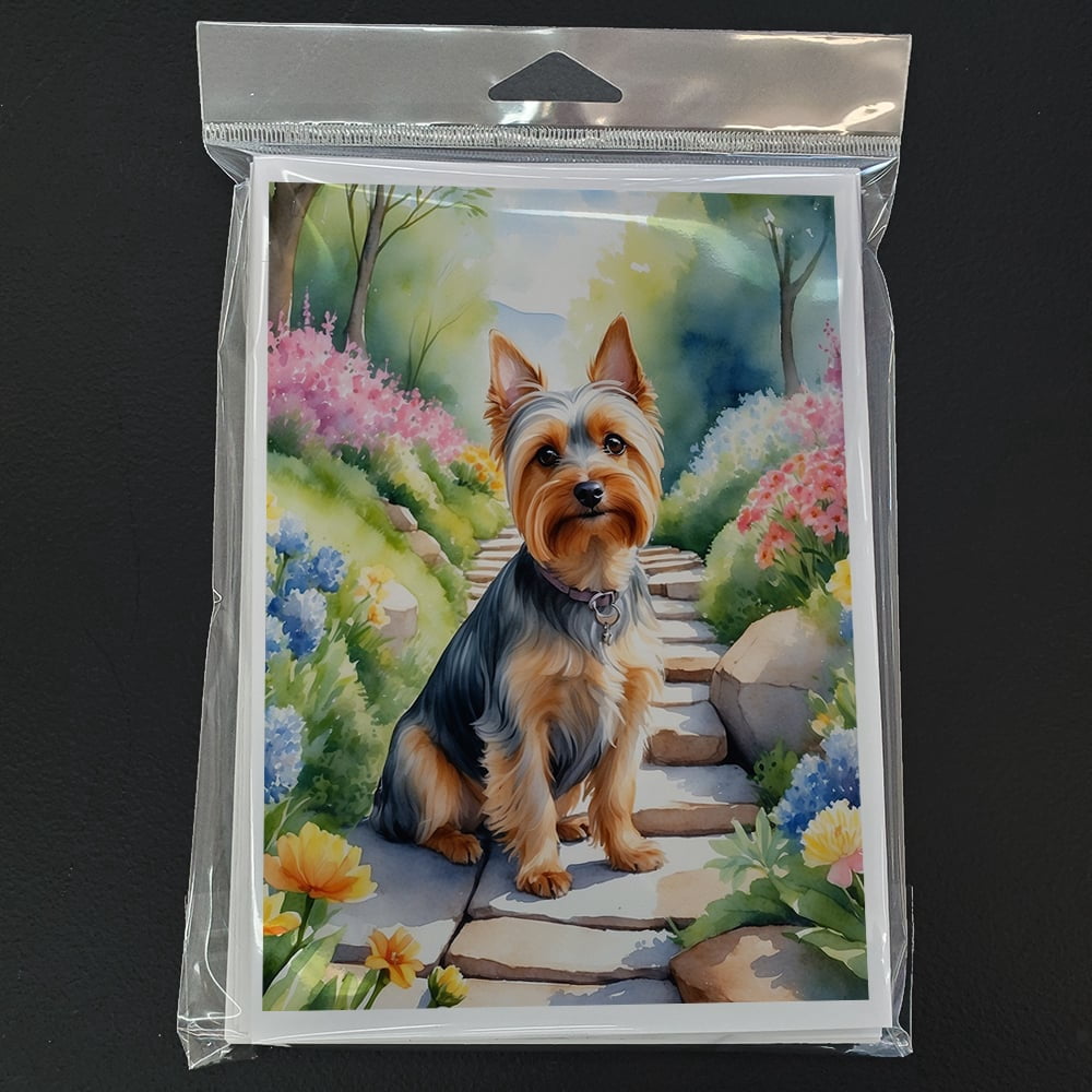 Silky Terrier Spring Path Greeting Cards Pack of 8 7 in x 5 in