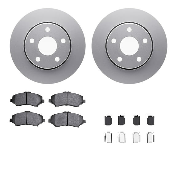 Dynamic Friction Company Front Geospec Brake Rotors with Heavy Duty Brake Pads includes Hardware 4212-42086