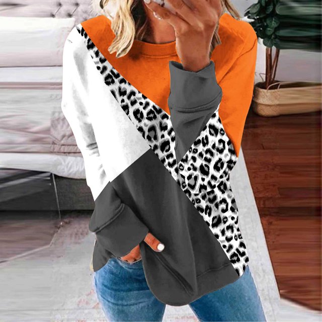 50 % de Rabais Liquidation Chandail en Molleton Surdimensionné pour Femmes 2023 Col Rond Mode Décontracté Manches Longues Imprimé Chandail en Molleton Haut Blouse