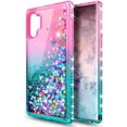 thumbnail image 4 of Nagebee Case for Samsung Galaxy Note 10 with Screen Protector (Soft Full Coverage), Sparkle Glitter Floating Flowing Liquid Bling [Ring Holder & Wrist Strap] Women Girls Cute Case (Pink/Aqua), 4 of 6