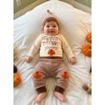 thumbnail image 3 of Loicainy Infant Baby Boy Thanksgiving Outfit 3 6 12 18 Months Letter Embroidery Long Sleeve Romper Pants Hat Clothes Set, 3 of 9