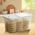 thumbnail image 1 of SSZMDLB under $5 Rice Storage Bucket, Push Pull Rice Storage Bucket, Food Grade Airtight Grain Container with Measuring Cup, Moisture Proof Pet Food Bin for Kitchen, Pantry, Countertop, 1 of 9