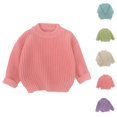 thumbnail image 2 of KAUOD Toddler Ribbed Knit Sweater Soft Stretchy Crochet Pullover Sweater Kids Boys Crew Neck Plain Sweatshirts Clothes, 2 of 9