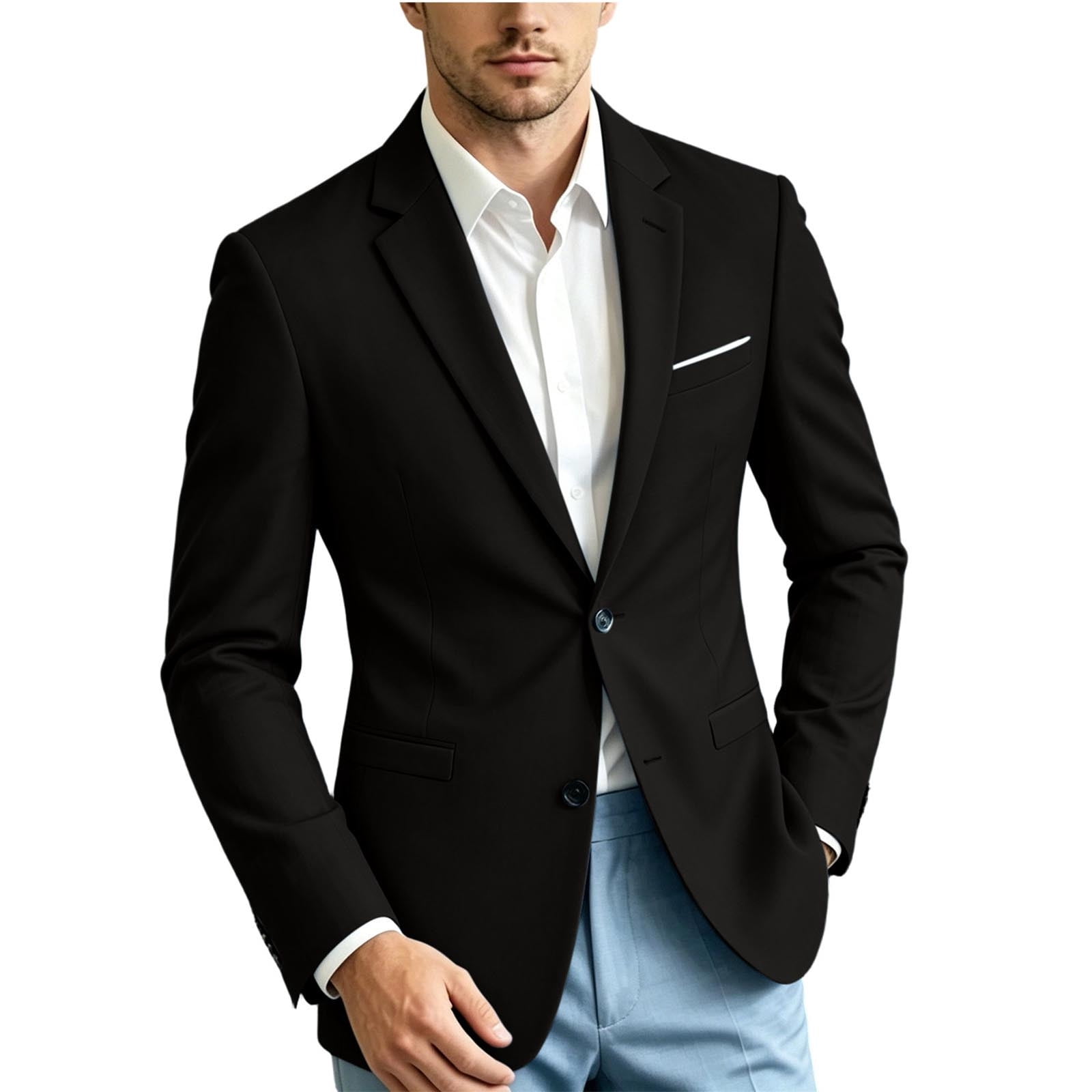 Zynoxe Blazer for Men Classic Notched Lapel Collar Two Button